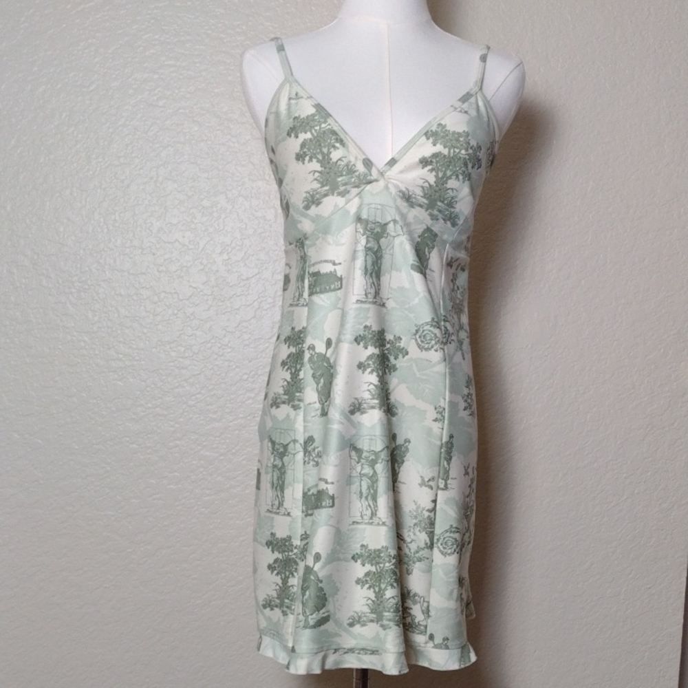 Nike Dri-Fit Women's L (12-14) Tennis Mini Dress Green Cream Toile Print